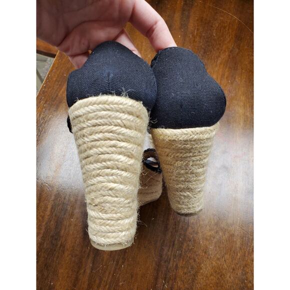 Women's Moda Spana Black Zip Straw Wedge Sandals | Size 7 - Picture 6 of 10